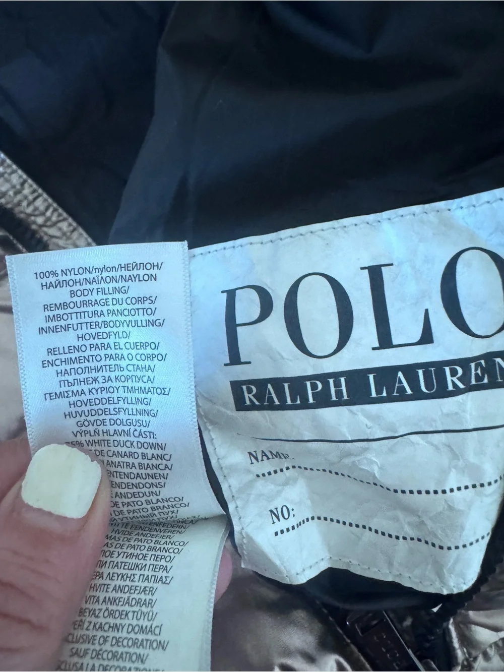 Ralph Lauren Silver Metallic Kids Puffer Jacket